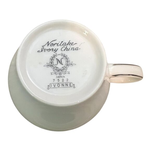Set Of 4 Noritake Ivory China IVONNE Coffee Teacups 7522 Japan Gold Trim Vintage - Picture 8 of 8